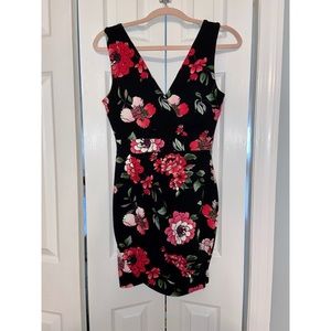 Black and floral mini dress